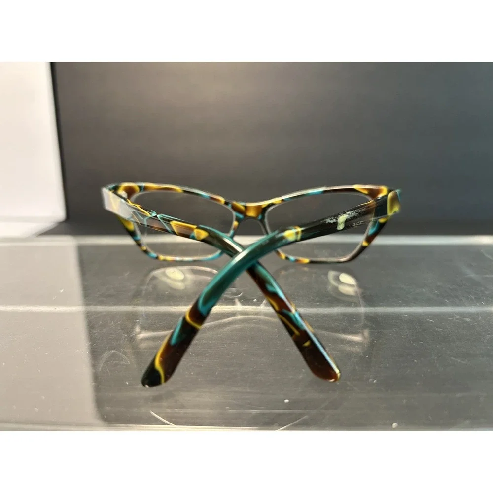 Andy Wolf 5011 Col. M Vintage Cat Eye Eyeglass Frames 53-13 Teal Amber Swirl